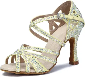 Women's Purple Party Heels - Ballroom Salsa Dance Sandals (8.5CM/3.35")