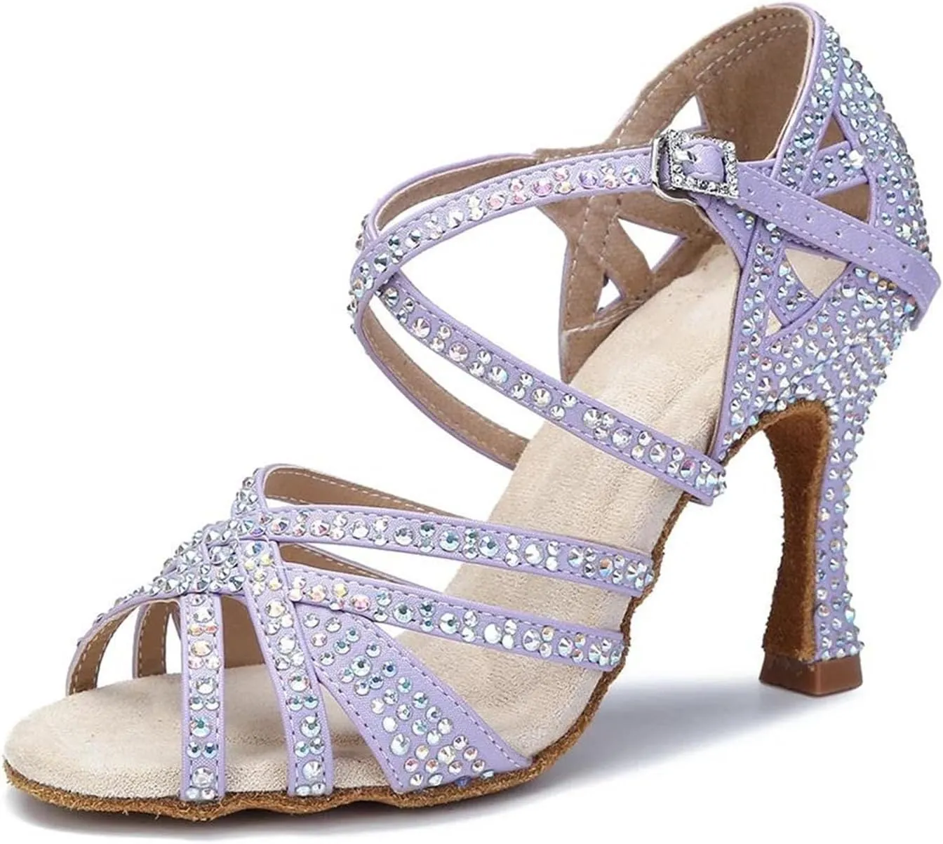 Women's Purple Party Heels - Ballroom Salsa Dance Sandals (8.5CM/3.35")