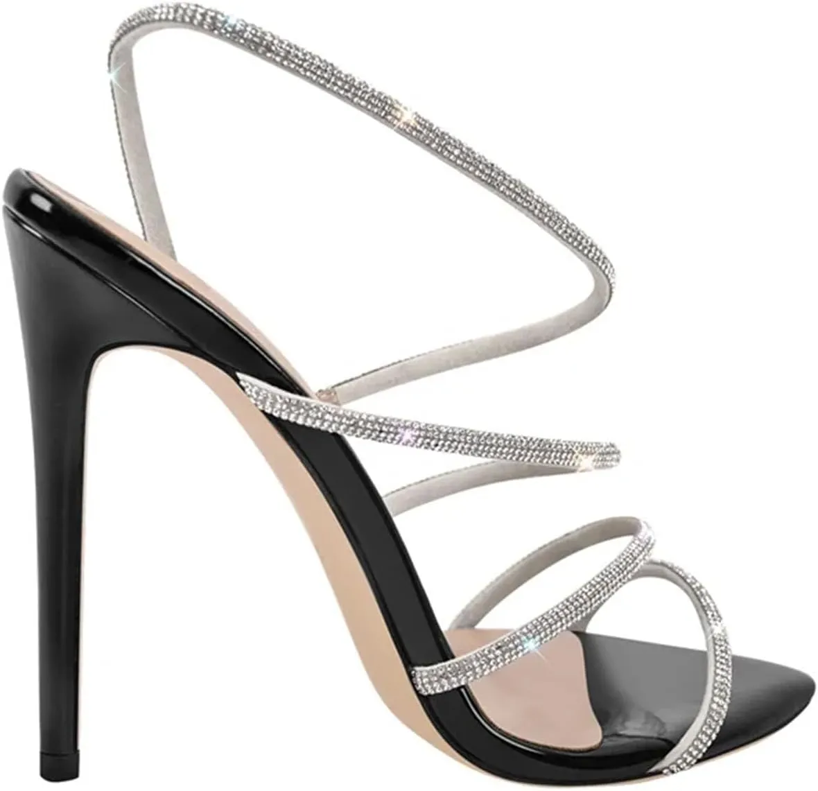 Women's Rhinestone Stiletto Sandals - Pointed Toe Sexy Party Heels