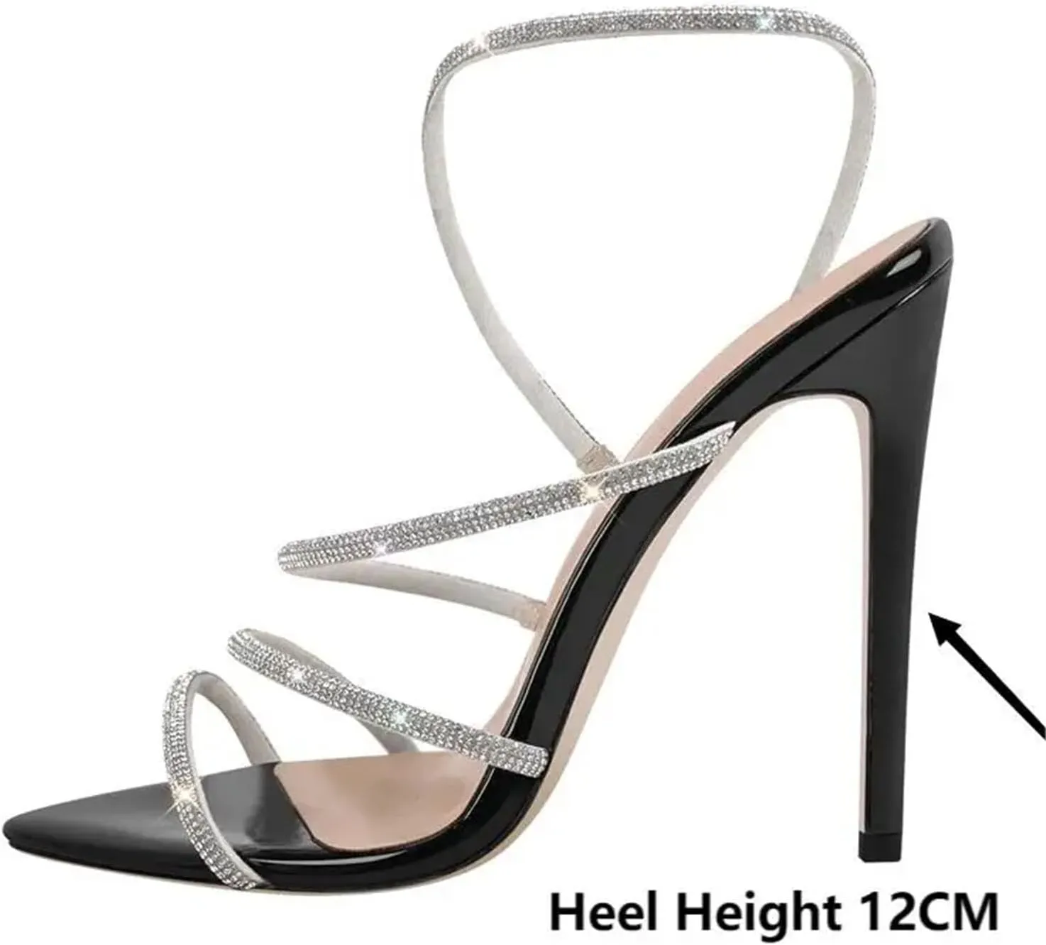 Women's Rhinestone Stiletto Sandals - Pointed Toe Sexy Party Heels