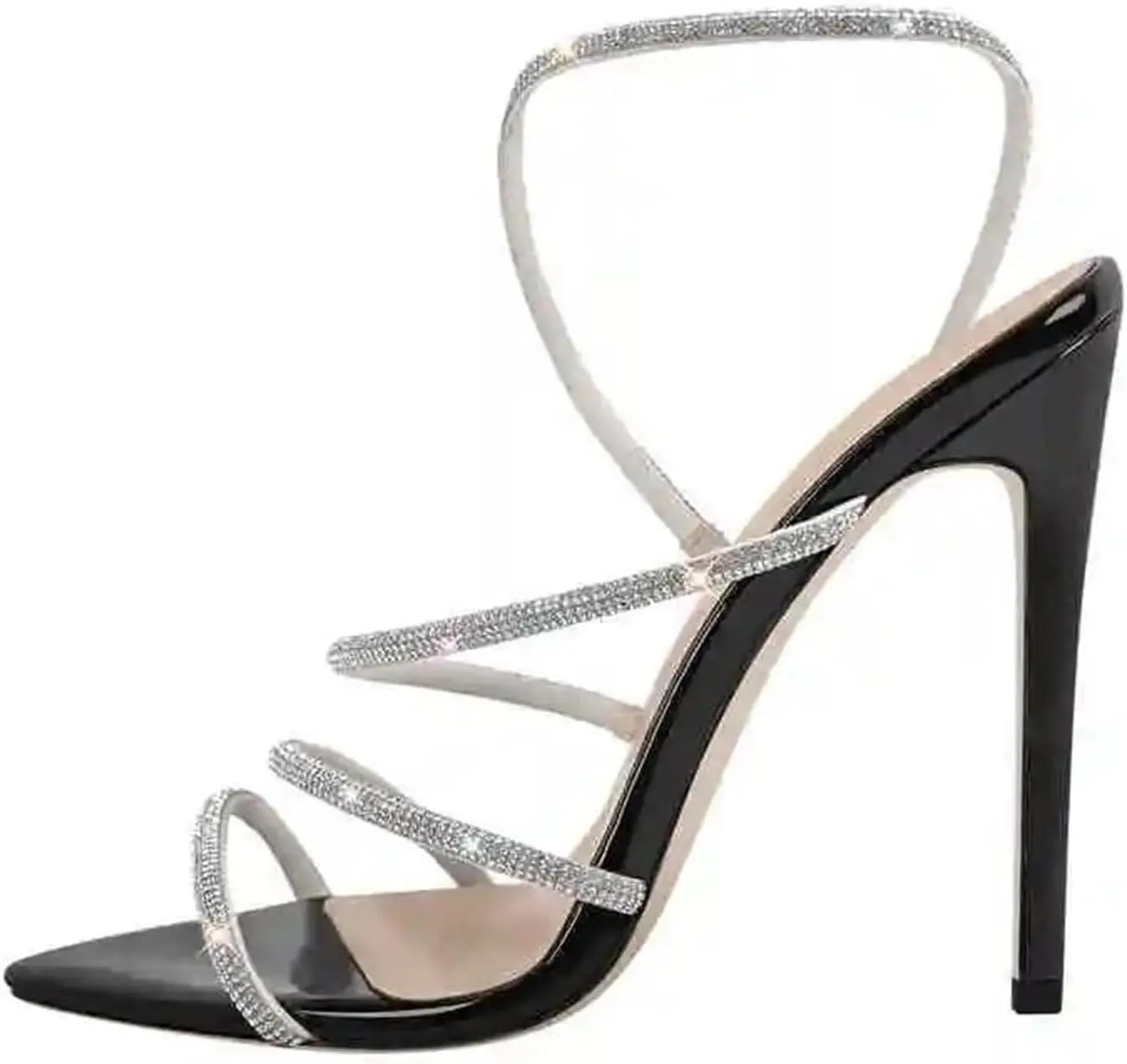 Women's Rhinestone Stiletto Sandals - Pointed Toe Sexy Party Heels
