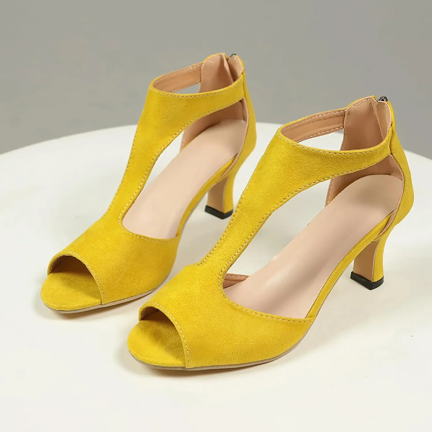 Womens Sandals Orthopedic High Heels Dress Shoes Open Toe Zip Closure Sandals Casual Fish Mouth Sandal Summer Shoes