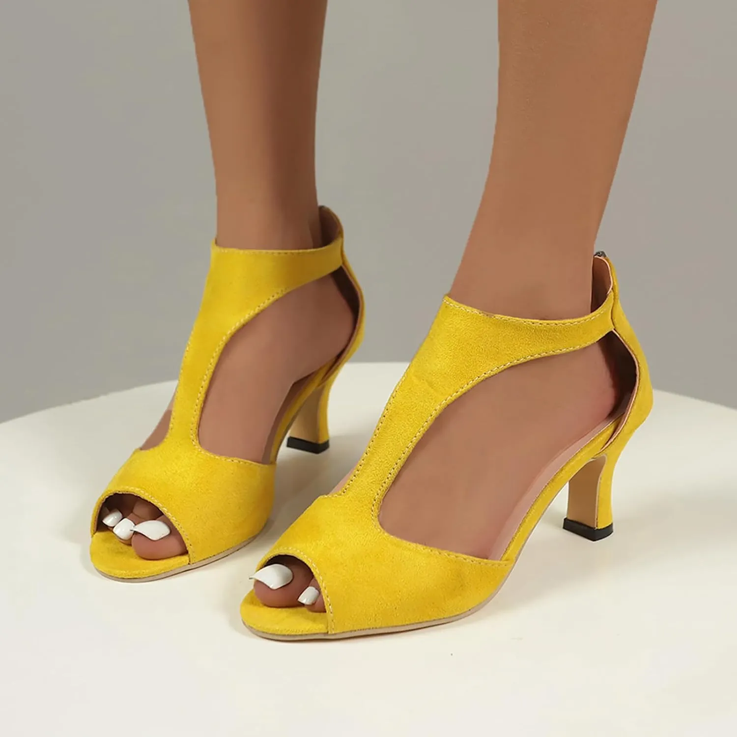 Womens Sandals Orthopedic High Heels Dress Shoes Open Toe Zip Closure Sandals Casual Fish Mouth Sandal Summer Shoes