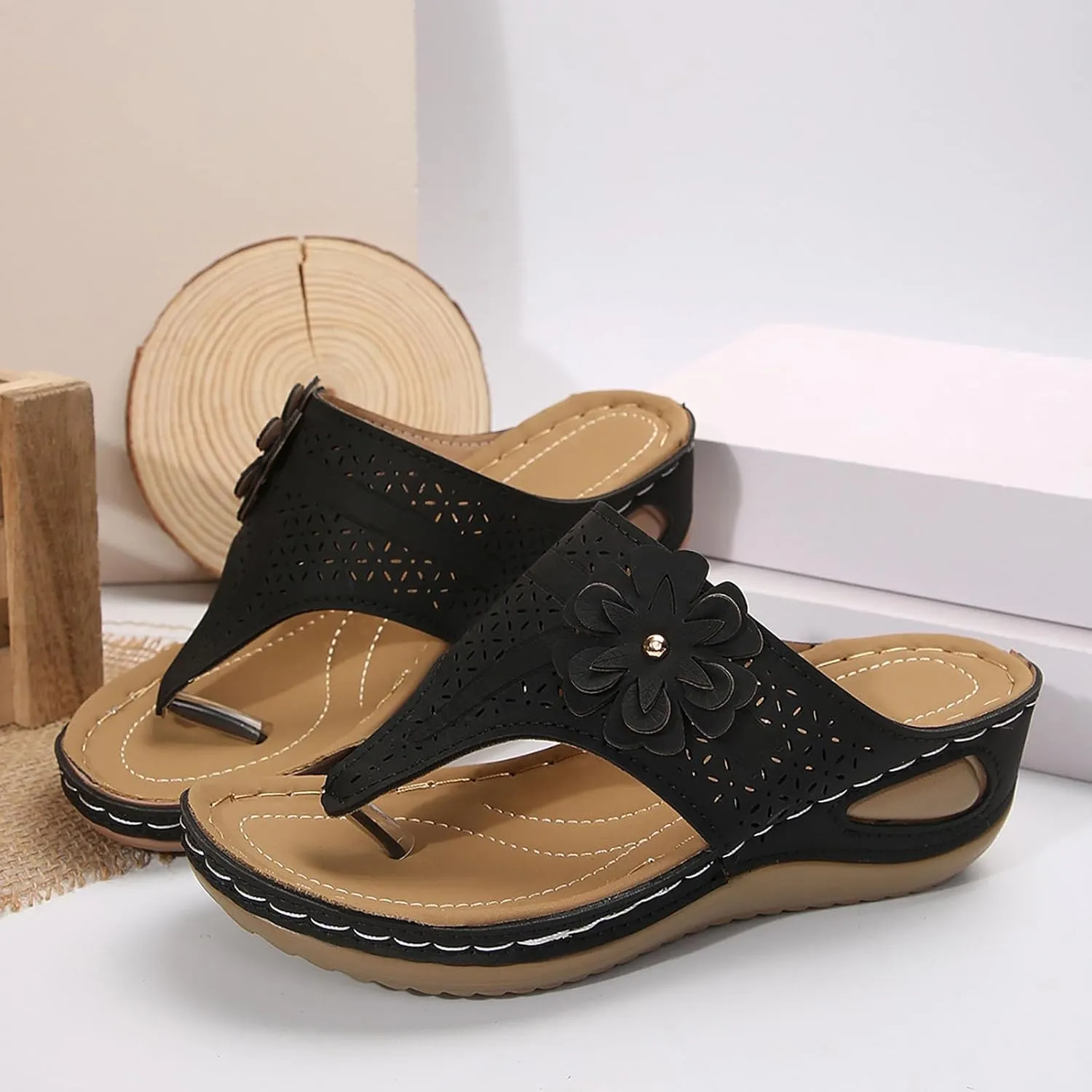 Women's Sandals Womens High Heels Women's Casual Platform Open Toe Wedge Sandal Womens Wedge Sandals Black Heals