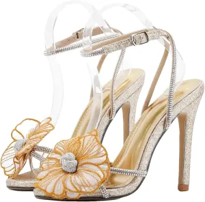 Women's Sequin Sandals - Crystal Rhinestone Wedding Party Heels