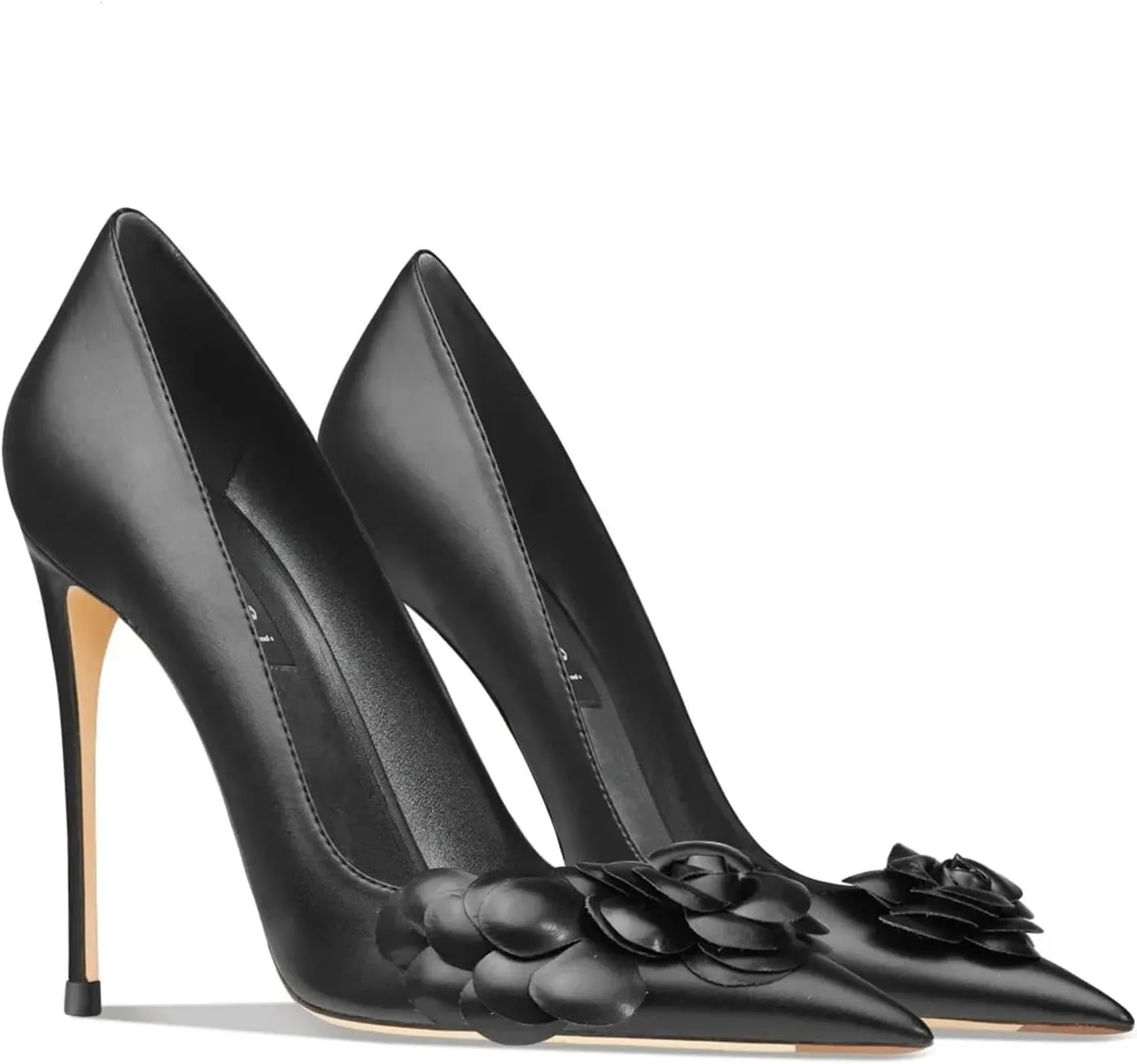 Women's Sexy Stiletto High Heels Comfortable Closed Pointed Toe White Dress Shoes Business Casual Heels Pumps with Flower