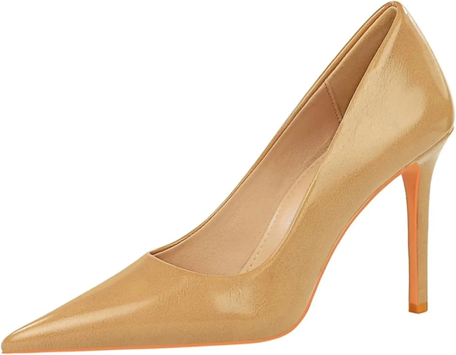 Women's Shiny Patent Leather High Heels Pumps Pointed Closed Toe Business Casual Heels Sexy Shallow Wedding Dress Shoes