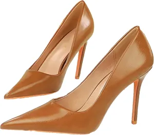Women's Shiny Patent Leather High Heels Pumps Pointed Closed Toe Business Casual Heels Sexy Shallow Wedding Dress Shoes