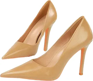 Women's Shiny Patent Leather High Heels Pumps Pointed Closed Toe Business Casual Heels Sexy Shallow Wedding Dress Shoes