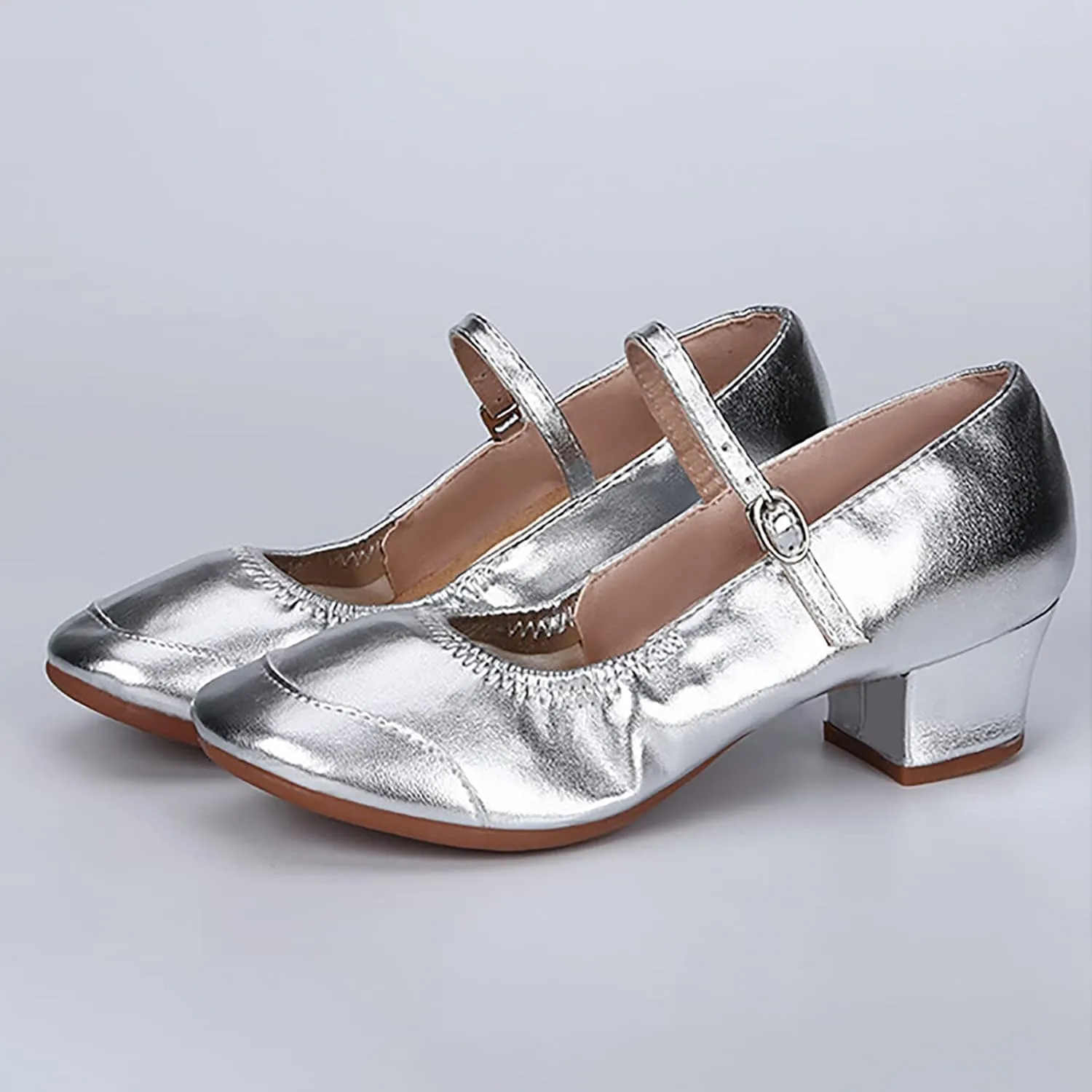 Women's Solid Color Full Sole Rubber Low Heel Thick Heel Dance Shoes Sandals Slides Women Adjustable Sandals