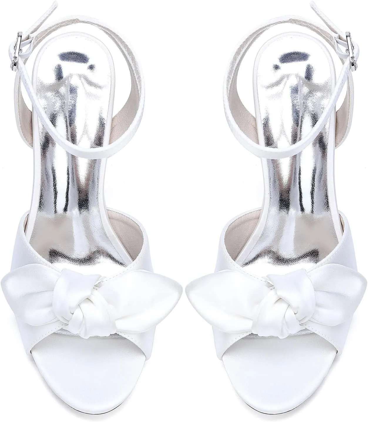 Women's Stiletto Heels Wedding Shoes for Bride Flower Ankle Strap Bridal Heels Open Toe Wedding Heeled Sandals