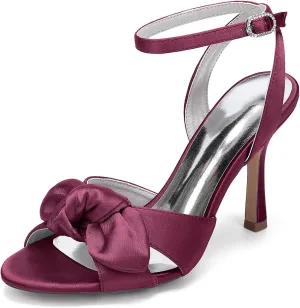 Women's Stiletto Heels Wedding Shoes for Bride Flower Ankle Strap Bridal Heels Open Toe Wedding Heeled Sandals