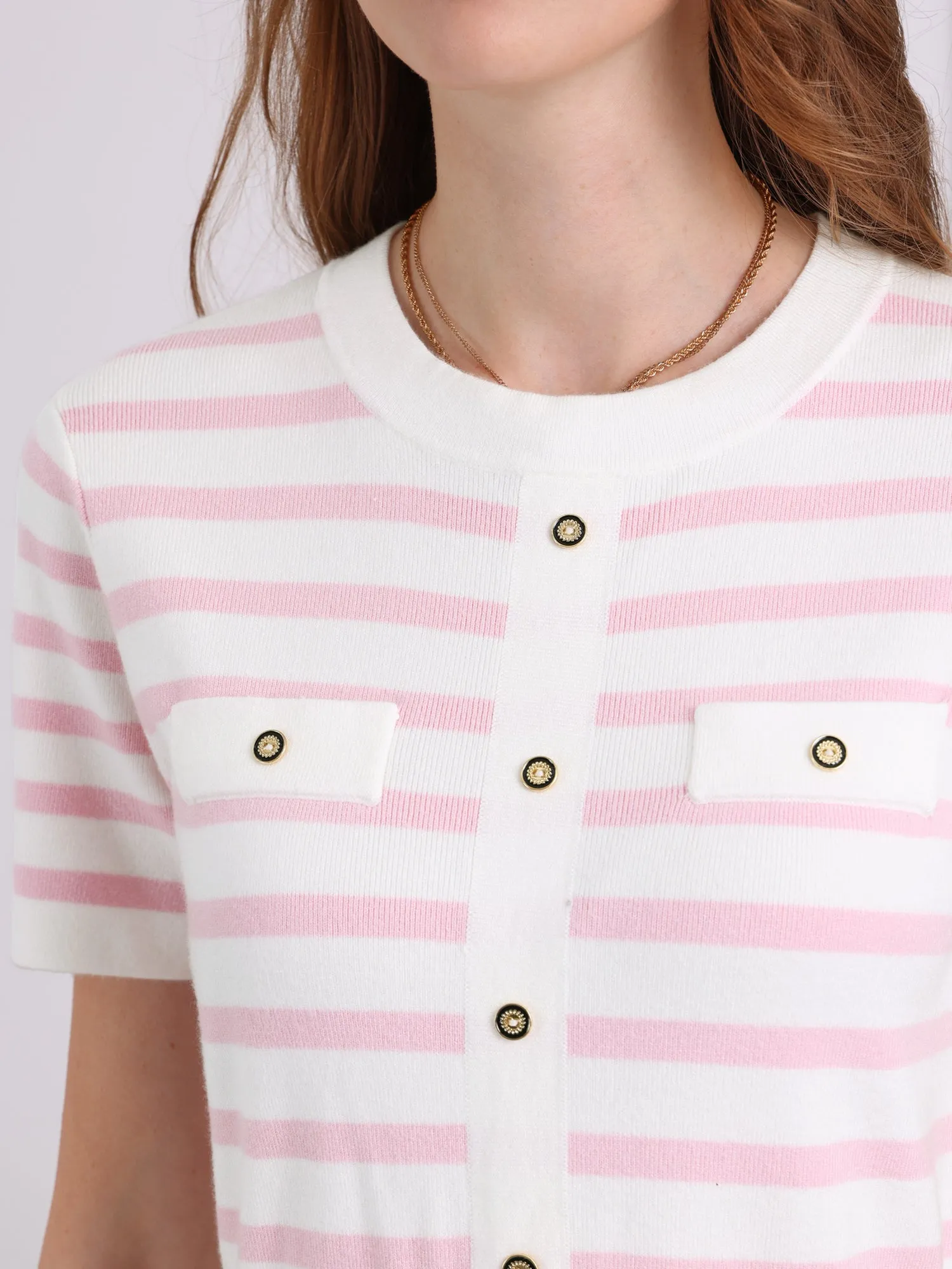 Women's Striped Sweater Dress Summer Short Sleeve Knit Flare Dresses