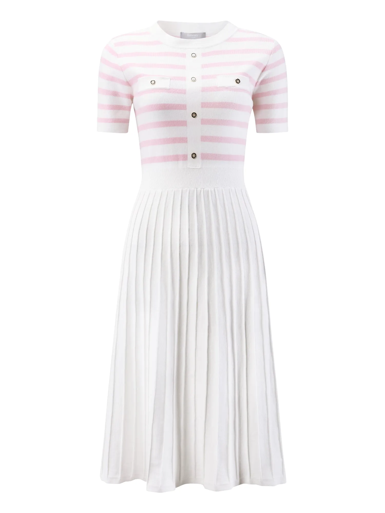 Women's Striped Sweater Dress Summer Short Sleeve Knit Flare Dresses