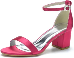 Womens Sturdy Low Heels Open Toe Dress Heeled Sandals Ankle Strap Pumps Shoes for Prom Wedding Party Summer