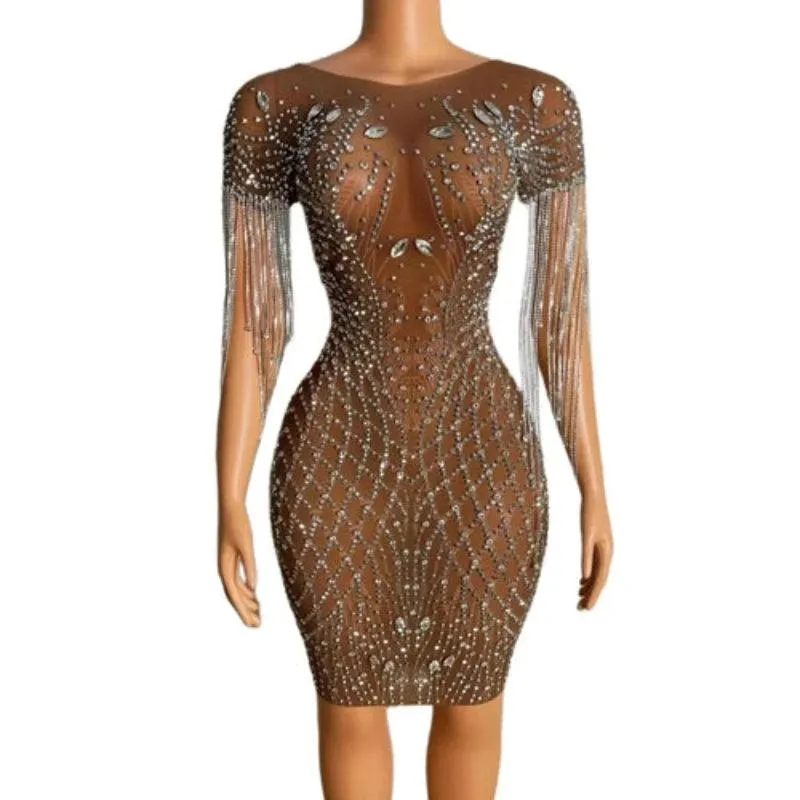 Womens Trend Fashion Prom Dress Diamond Tassels