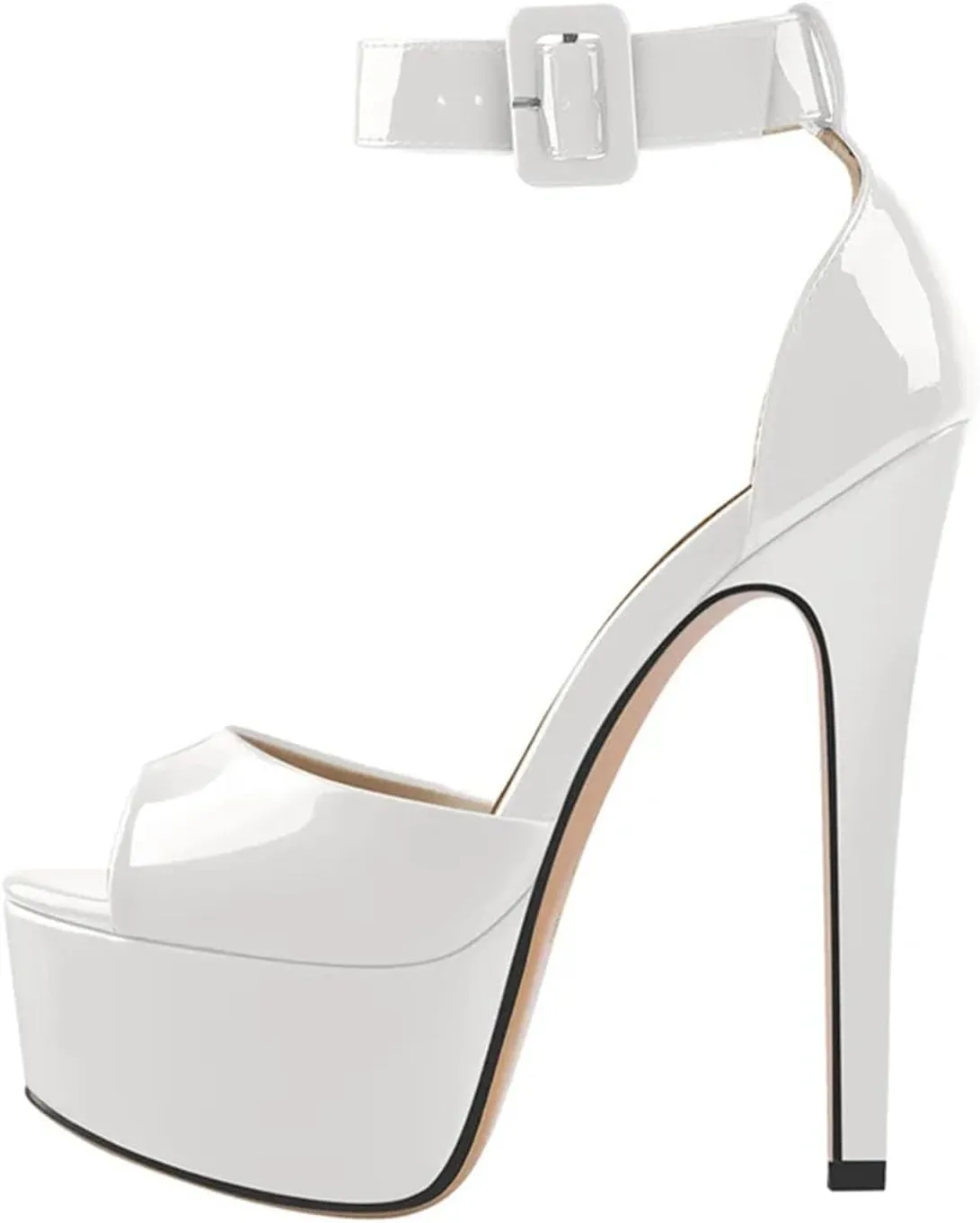 Women's Zebra Stripe Platforms - Peep Toe Ankle Strap Party Heels