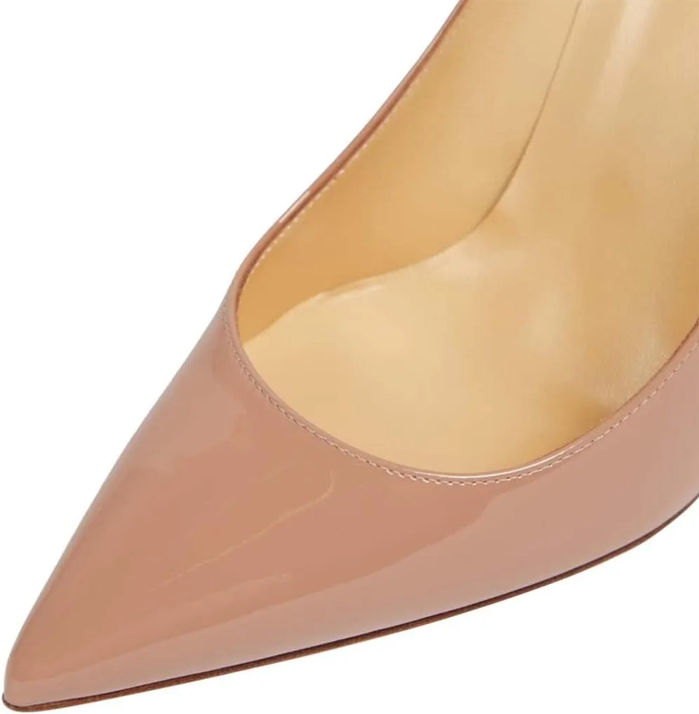 XYD Women Pointed Toe Party Heels Transparent Flared High Heel Studded Pumps Slip On Evening Prom Fashion Shoes