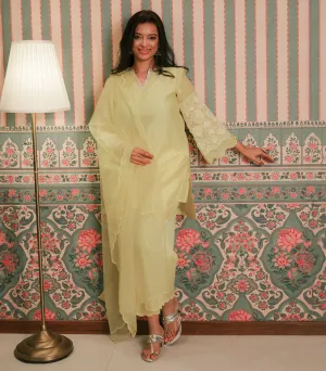 Yellow Chanderi Co-ord Set with Dupatta