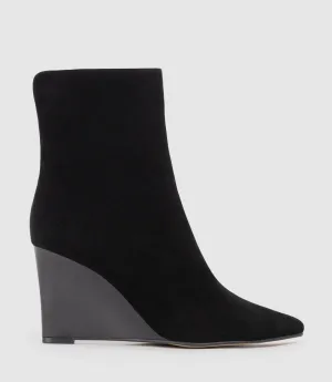 ZALORA85 Ankle Boot on Wedge in Black Suede