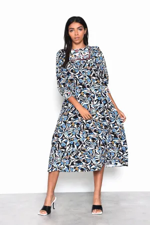 Zara Multi Abstract Smock Midi Dress