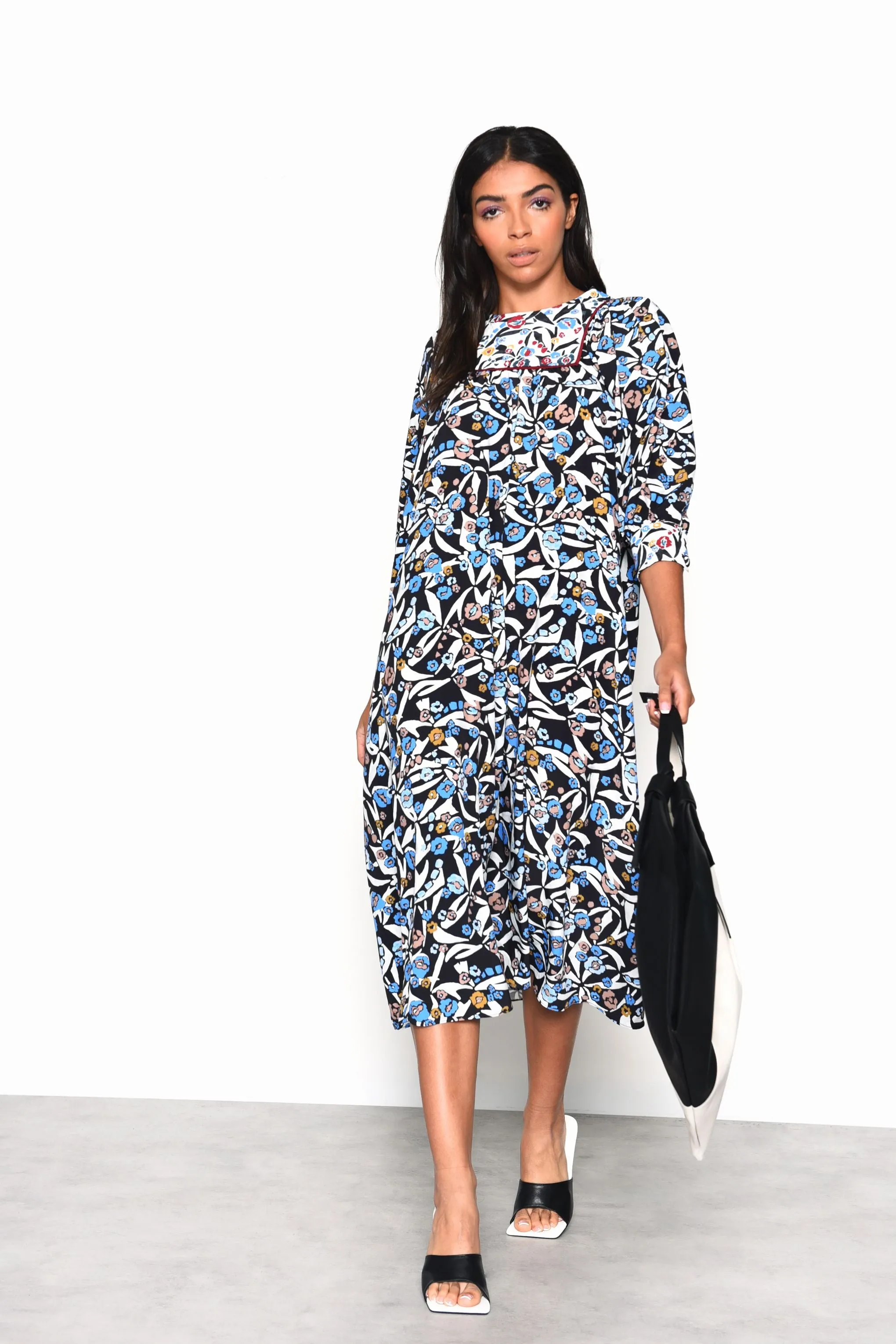 Zara Multi Abstract Smock Midi Dress
