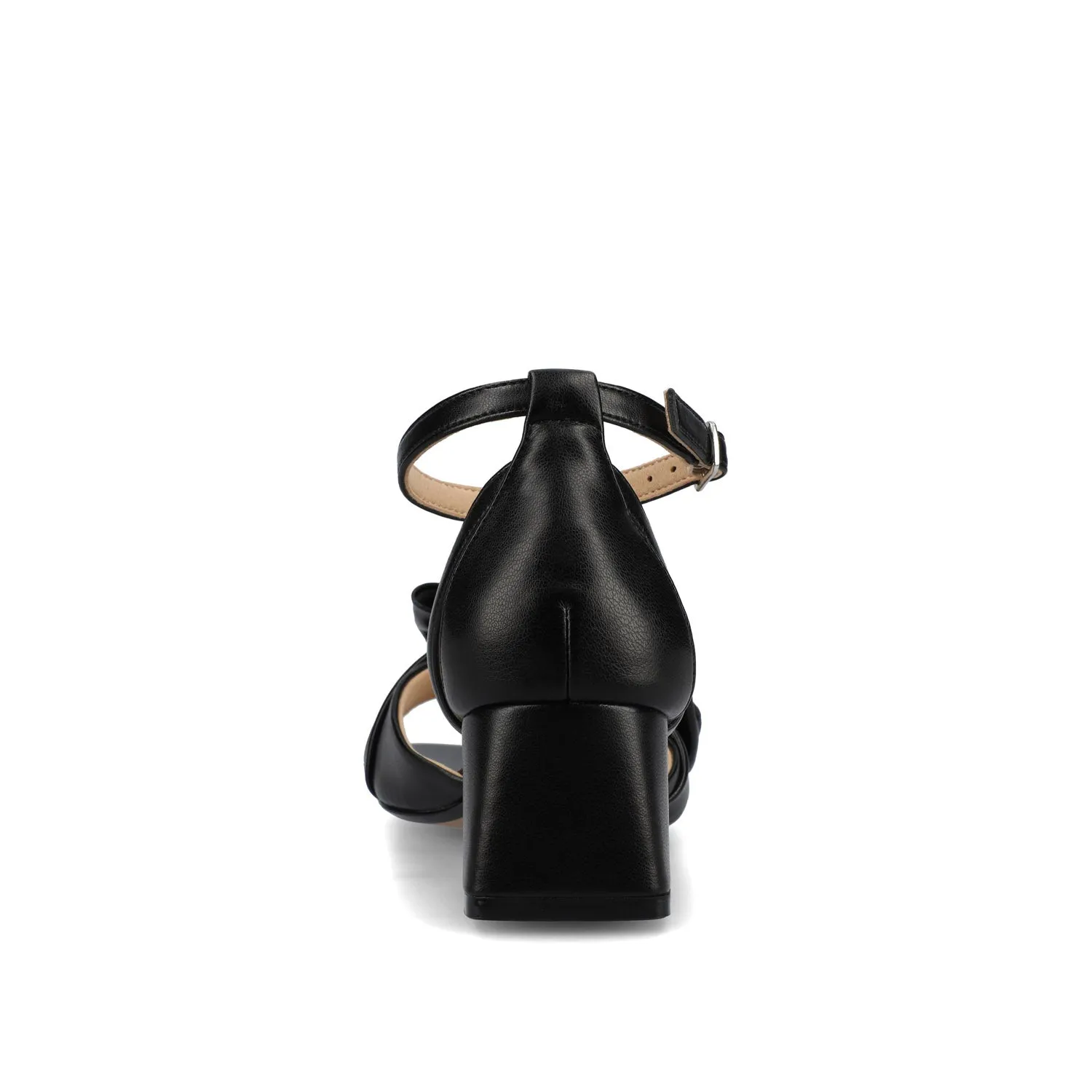 ZEVI STRAPPY BLOCK HEELS IN FAUX LEATHER