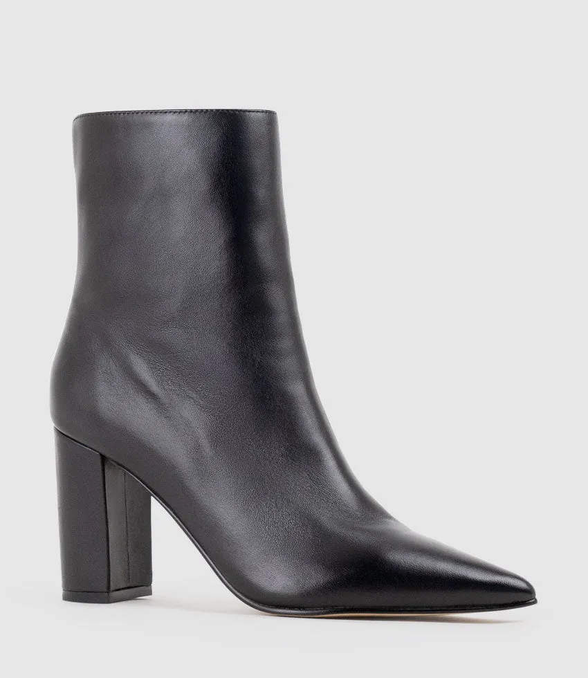 ZIARA85 Block Heel Ankle Boot in Black