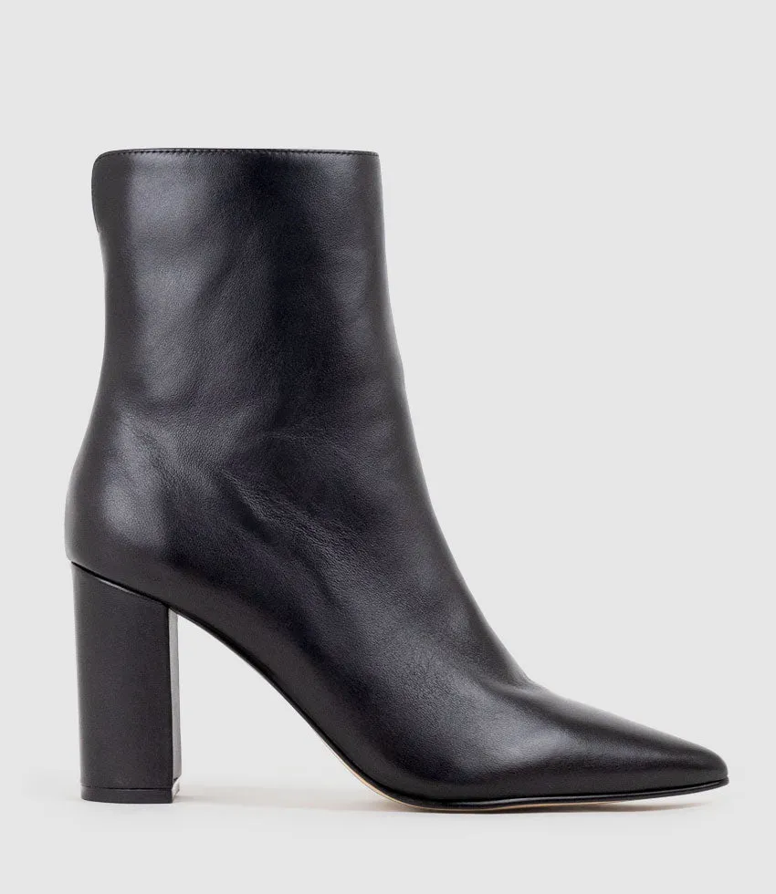 ZIARA85 Block Heel Ankle Boot in Black